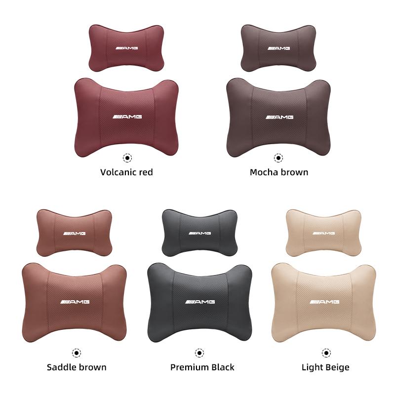 Car Memory Foam Headrest Car Neck Pillow Lumbar Support Pillow Accessories Car Hub Cap For Mercedes Benz AMG W214 W205 W204 W206