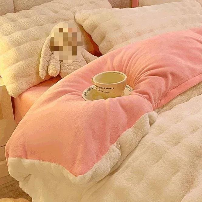Plush Four Piece Set Double Sided Warm Coral Fleece Quilt Cover Winter Thickened Soft Bed Sheets Pillowcases Bedding Products
