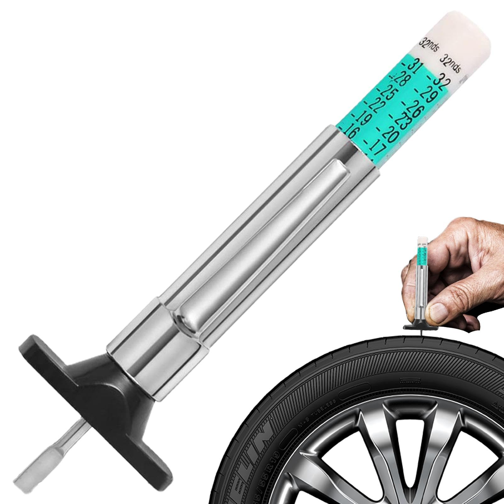 Tire Depth Gauge Tool, Tire Tread Gauge Tool, Vista Reusable Professional Tire Gauge | See description