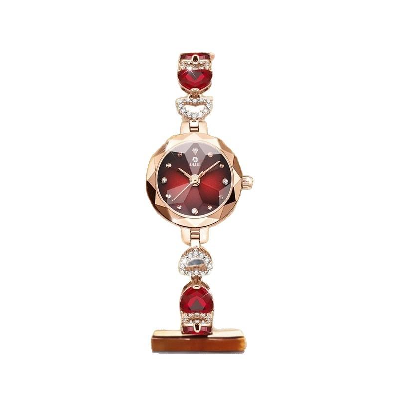 Women'S Watch With Diamonds, Light Luxury Hand Temperament, Linked List, Waterproof Lucky Four-Leaf Clover, Simple Watch, Women'S Small Red Watch
