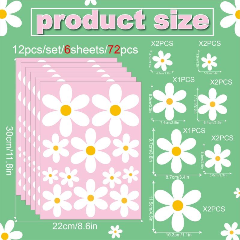 Flower Glass Stickers Electrostatic Home Living Room Glass Window Door Decoration Waterproof Pink Daisy Window Stickers
