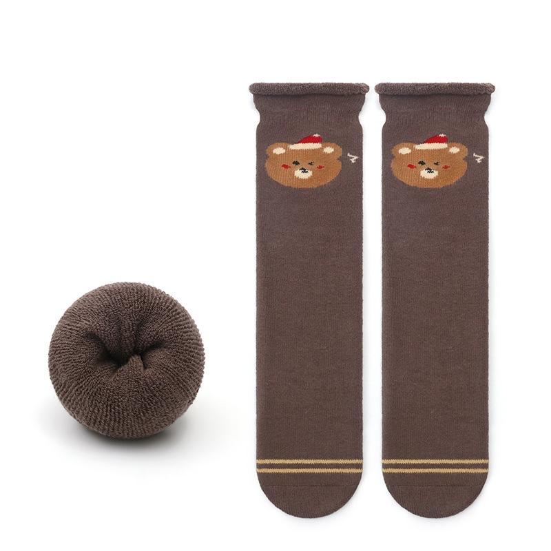 

Детские носки для дома для девочек и мальчиков, утолщенные осенне-зимние носки, детские длинные носки, детские длинные носки до колена, принтованные чулки one size кофейный