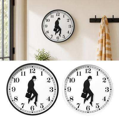 Schlafzimmer Stille Uhr Mann Silhouette Wanduhr, Stille Tickenlose Runde Hängende Dekorative Wohnkultur Digital Analog für Büro Schlafzimmer Wohnzimmer