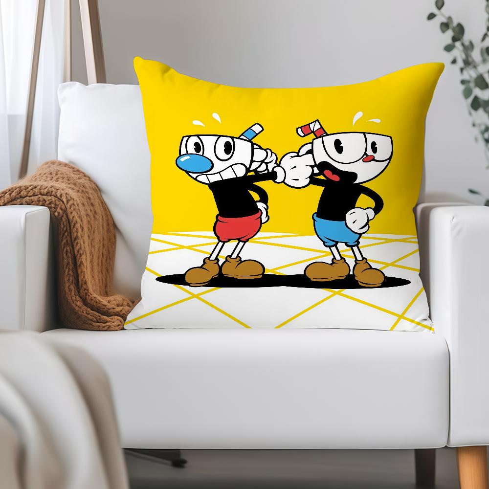 Funny Game C-Cuphead Pillow Case Applicable Space For Guest Rooms Interiors Cars Office House Decoration