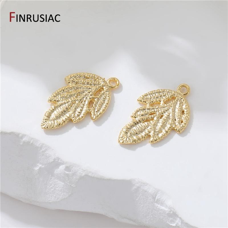 

14K Gold Plated Brass Leaf/Flower Charms Pendants For Necklace Making, DIY Jewelry Connector Accessories Findings 2 pieces