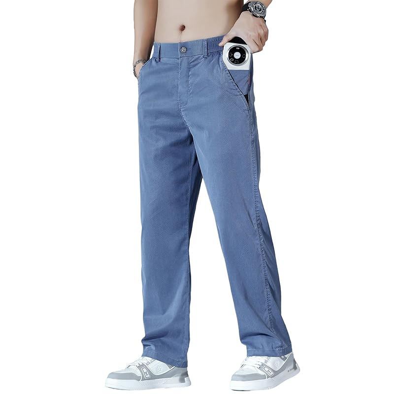

[Fasshonrida] tencel pants men s slacks Cold sensation summer clothes bottoms With smartphone pocket Relaxing semi wide pants cool wide tapered pants