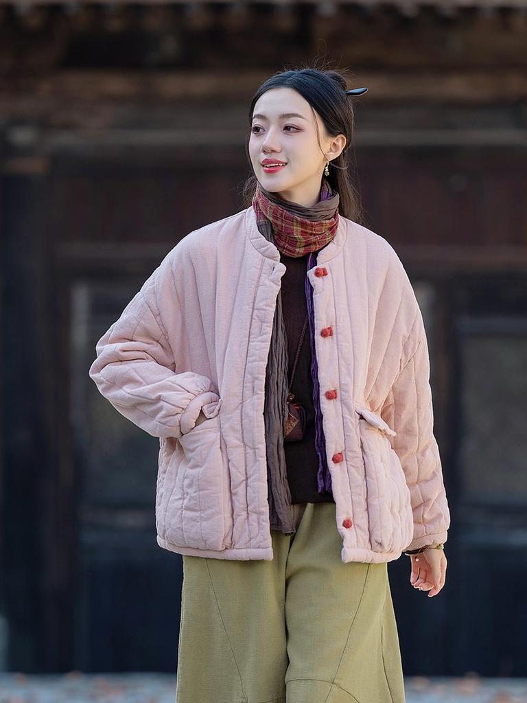 Women's Retro Chinese Style Quilted Cotton Linen Jacket