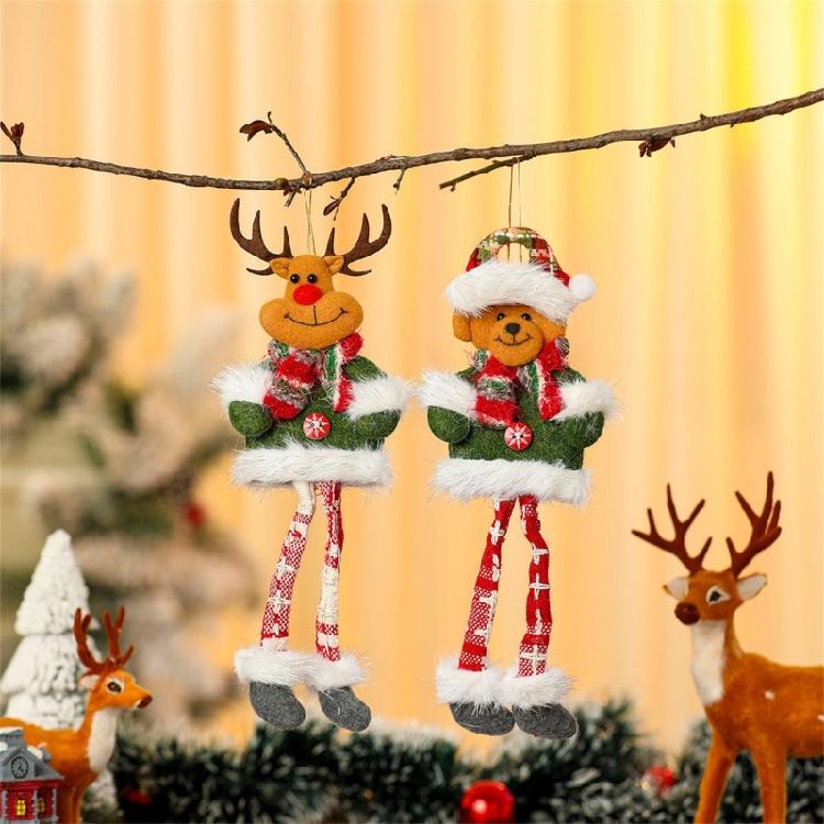 Long Leg Santa/Snowman/Deer/Bear Holiday Hanging Decoration Adjustable Rope Christmas Tree Ornament For Home
