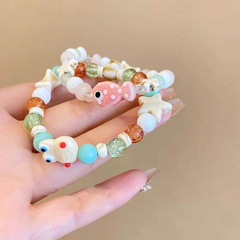 

Ceramic Unique Frog Beaded Bracelet Sweet Summer Style Ideal For Travel Friendship And Ceramic Frog