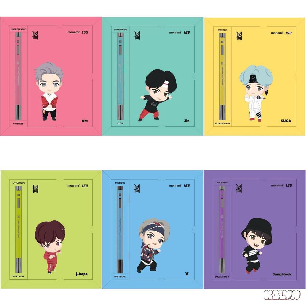 MONAMI TinyTAN BTS 153 ID 0.7mm Ballpoint Pen & 3 Notebooks Set