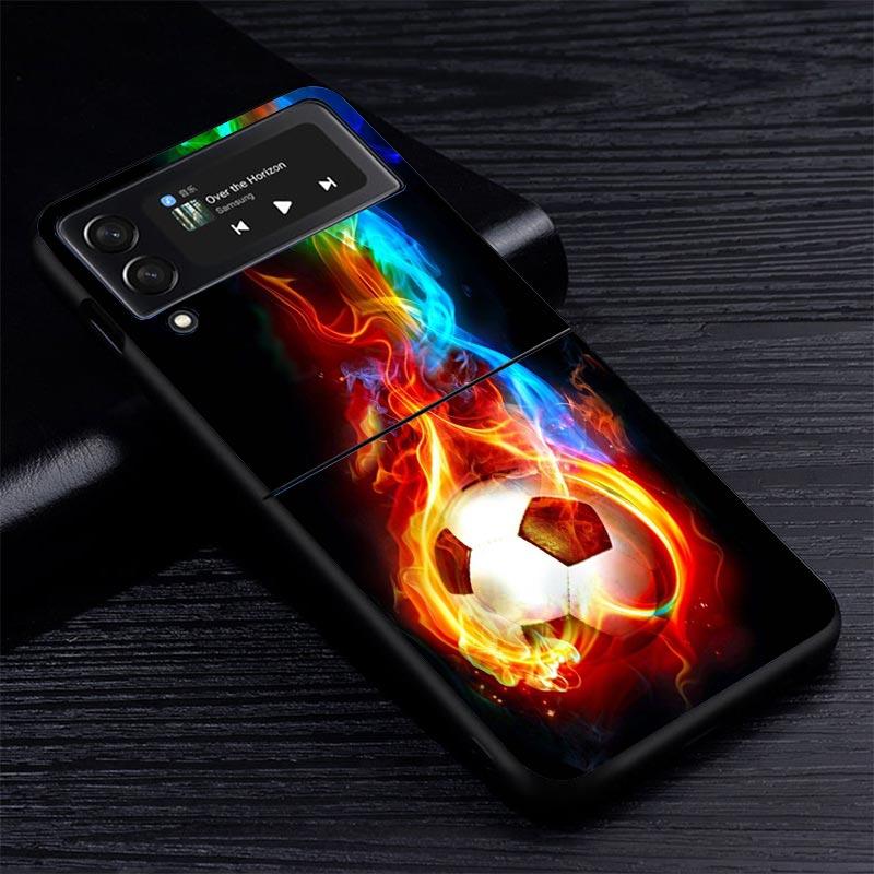 Football Soccer Ball Design Z Flip 7 Phnoe Case For Samsung Z Flip 6 5 4 3 5G Galaxy ZFlip7 ZFlip4 ZFlip5 ZFlip6 ZFlip3 Phone Co