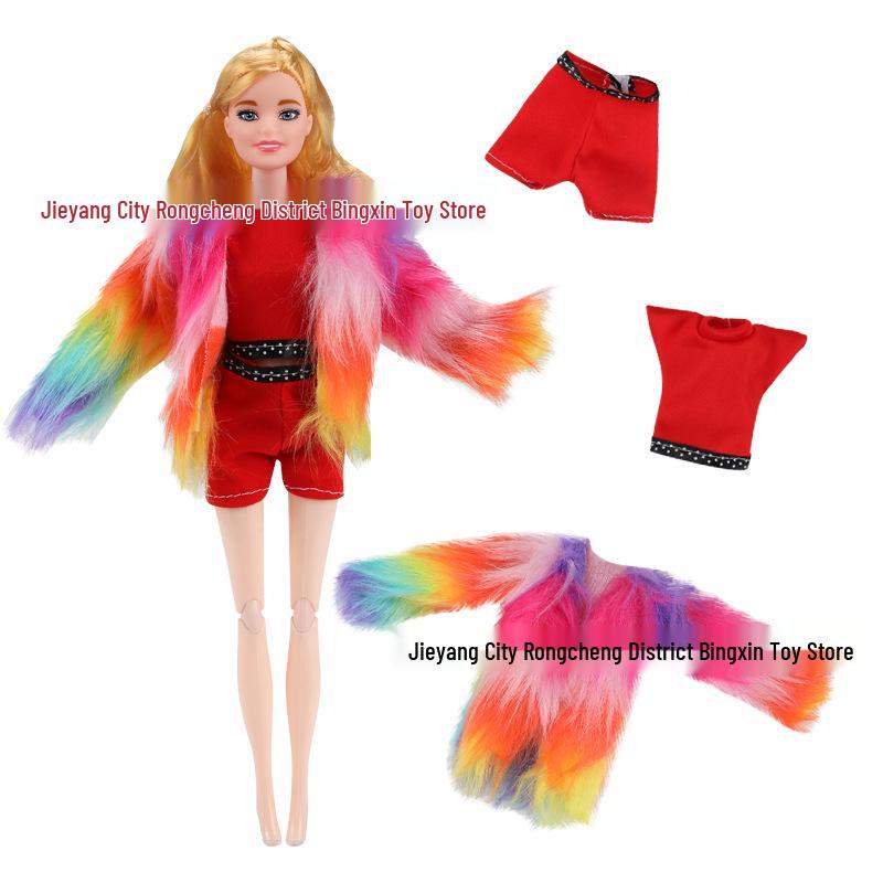 11-Inch Barbie Doll 3-Piece Fashion Set: Woolen Coat & Dress