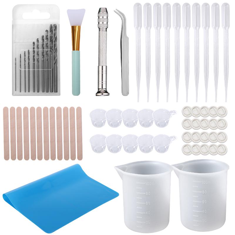 Easy Clean Silicone Resin Measuring Cups Tool Kit with Stir Sticks Pipettes Spatula Finger Cots for Epoxy Resin Mixing Supplies