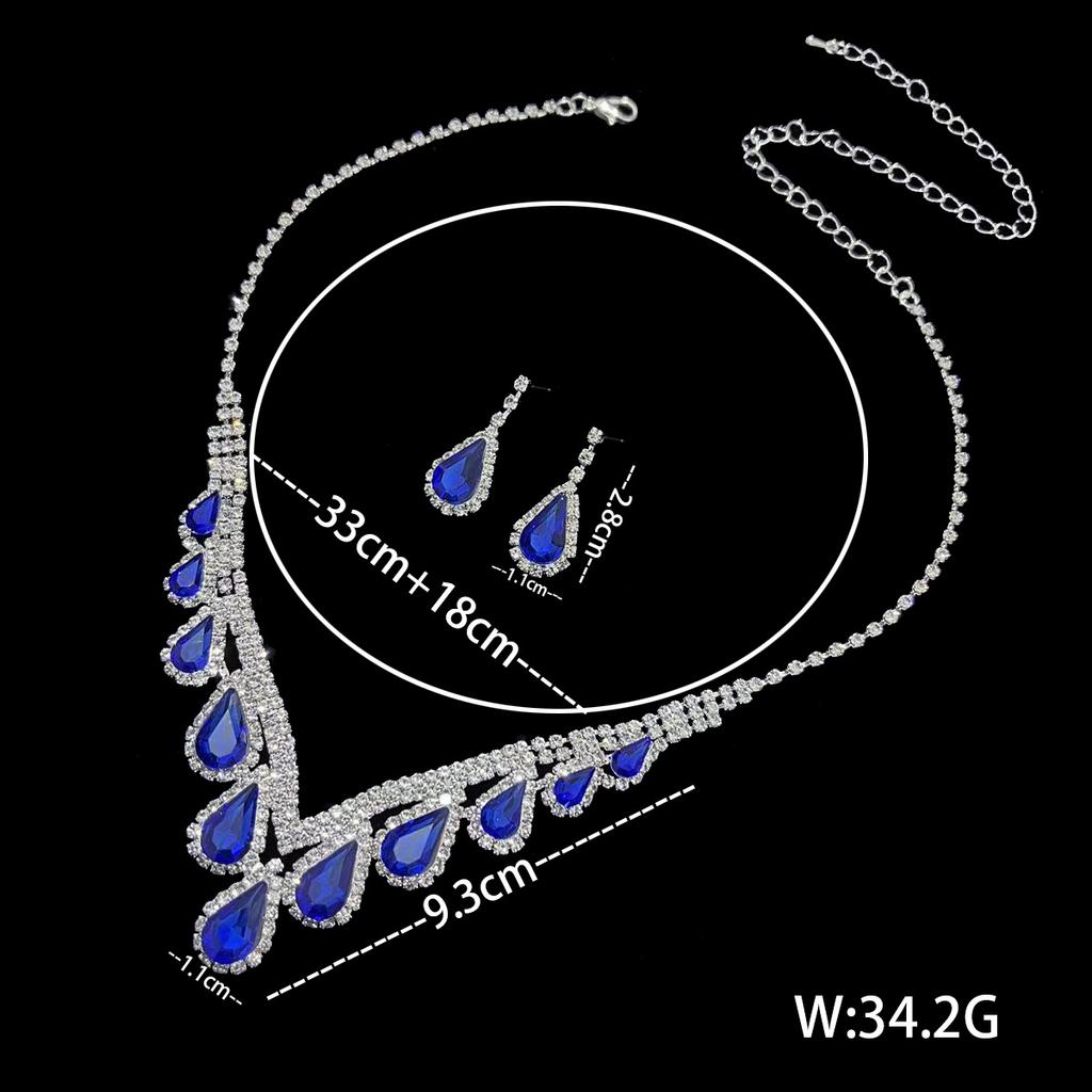 New Bridal Wedding Necklace Earrings Set Sparkling Gems Dinner Party Accessories Simple Wedding Dress Jewelry