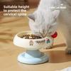 Cat Bowl High Footed Stainless Steel Neck Protection Bowl Not Easy To Knock Over Large Diameter Anti Dirty Chin Cat Bowl Supplie