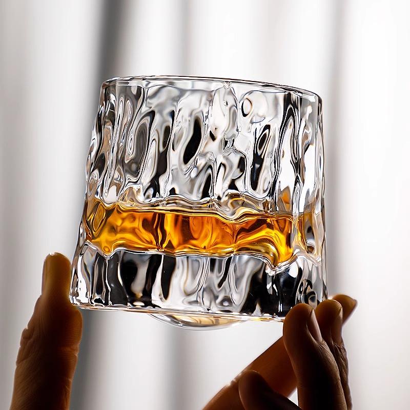 Glacier Tumbler glass Crystal Glass Creative plum fruit glass Rotating Whiskey glass Ocean glass