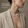 Bohemian White Multilayer Rice Bead Gravel Necklace for Women Baroque Imitation Pearl Gold Starfish Chain Beach Jewelry Gift