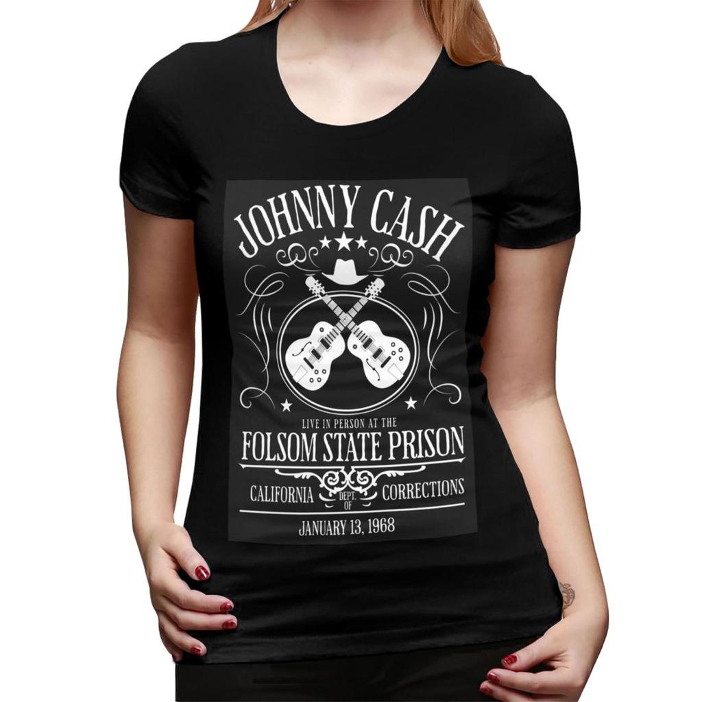 Johnny Cash Live At Folsom State Prison Jan 13 1968 TShirt for Women Crew Neck T Shirts Womens Tees Short Clothes Tops