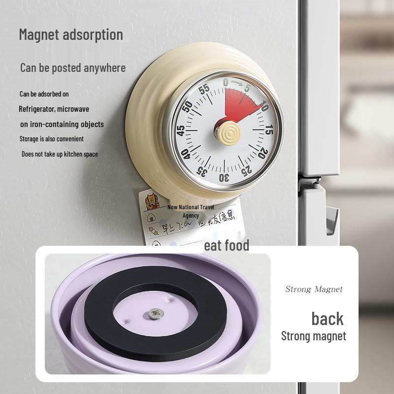 Retro Japanese Magnetic Kitchen Timer with Visual Countdown