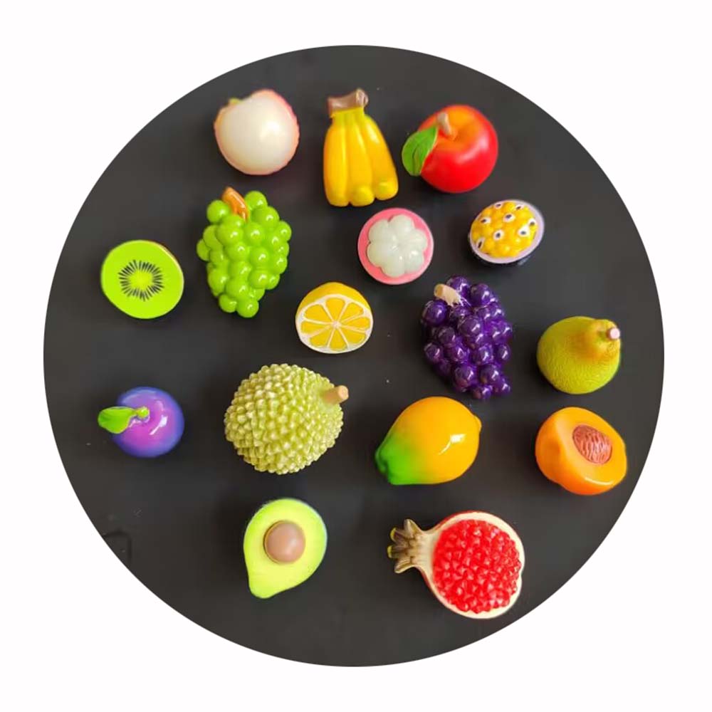Cute Fruit Vegetable Grape Pomegranate Banana Apple Avocado Miniature Resin Simulation Food Doll House Toys