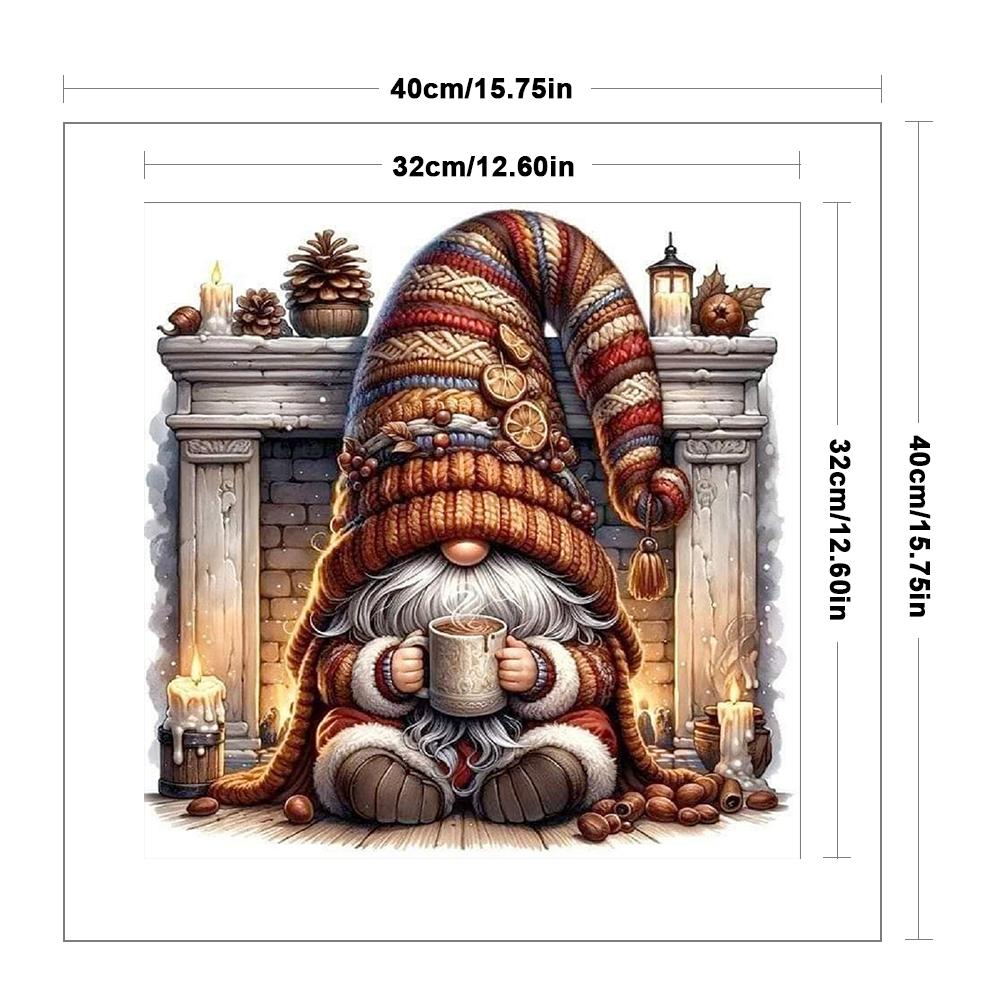 Full Embroidery Eco-cotton Thread 11CT Printed Coffee Gnome Cross Stitch Kit Art