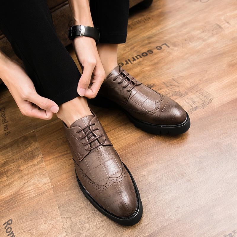 Men's Spring & Autumn Brogue Casual Shoes - British Platform with Thick Soles