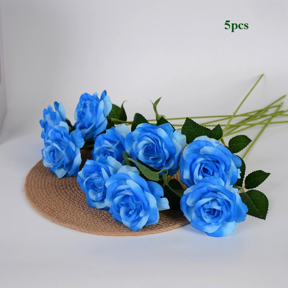5pcs New 6 Colors Simulated Rose DIY Party Decoration Festival Supplies Vintage Silk Rose Wedding Fake Flowers Home Decor