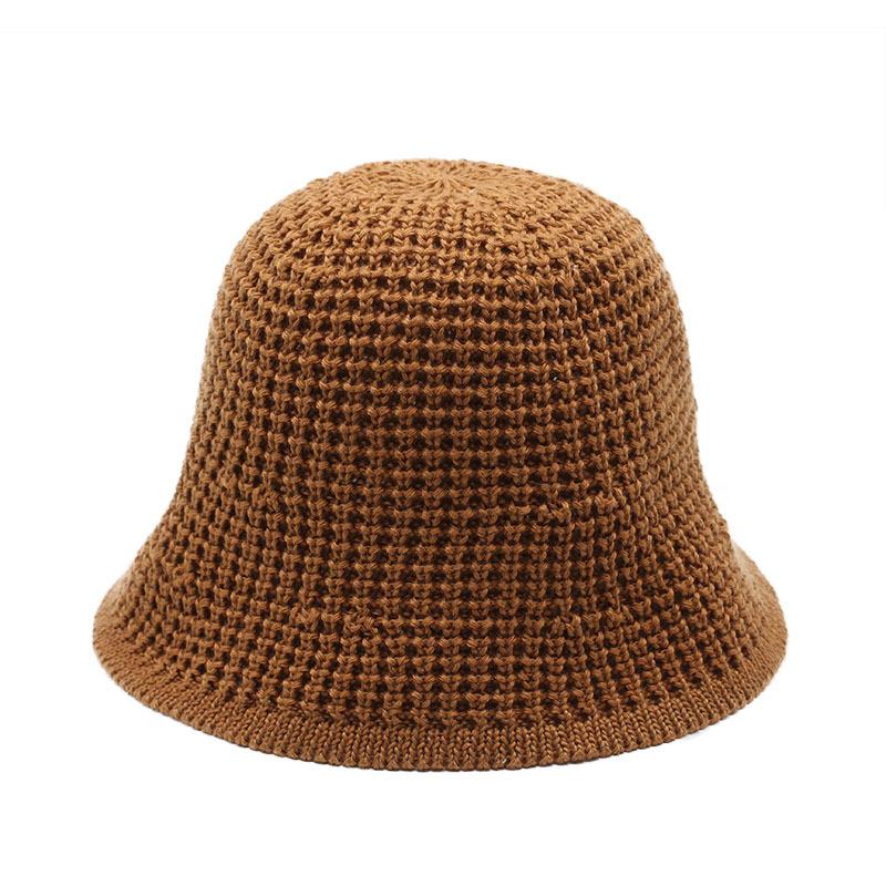 Female Summer Beach Sunshade Sunscreen Hat Knitted Sun Hat Hollow Versatile Face Small Bucket Hat