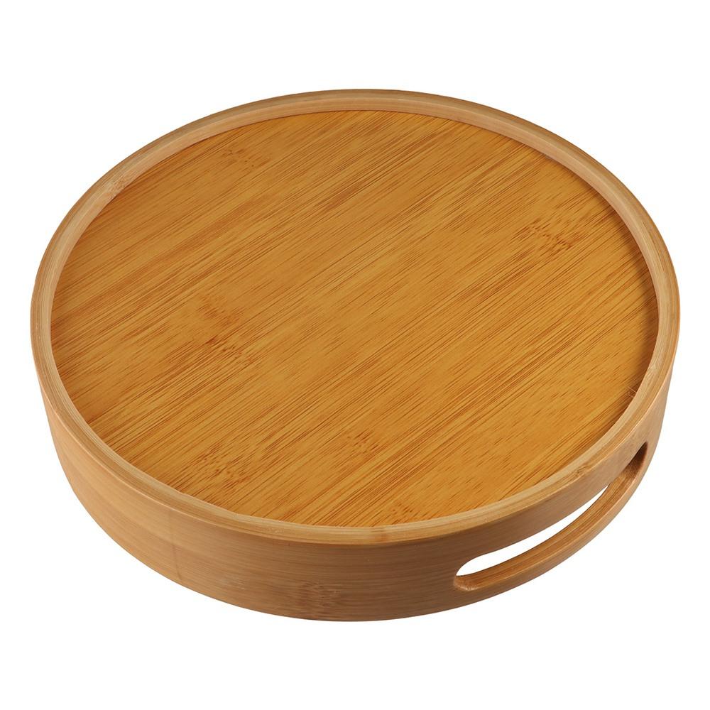 Simple Wooden Round Tray Multipurpose Drink Platter Food Tray Tea Food Dish  Counter