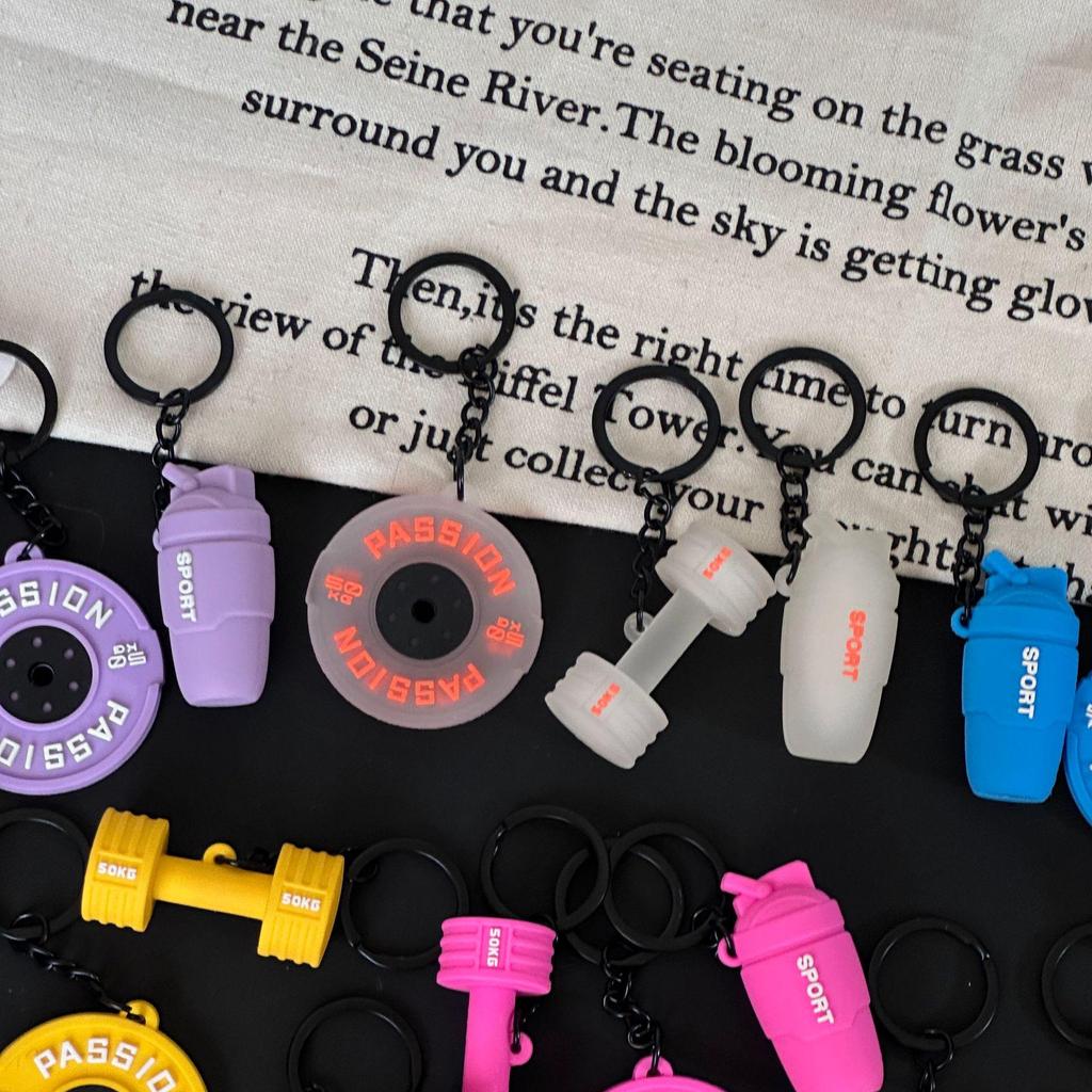 Fitness Series Gummi-Schlüsselanhänger: Hantel- & Kurzhantel-Anhänger für Geschenke