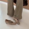 Punk Style Niche Double Buckle Belt Inner Height Increase Square Head Suede Mary Jane Shoes Women's Rivets Shallow Mouth Single Shoes