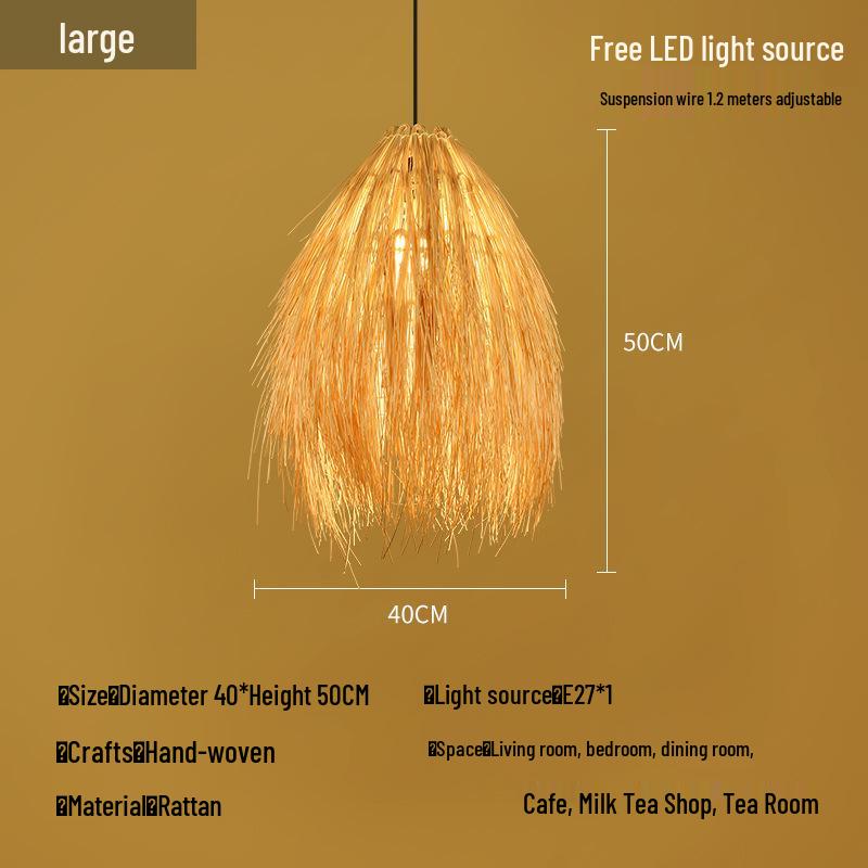Bambusová ratanová závěsná lampa: Zenové osvětlení pro čajovnu, jídelní kout nebo čajovnu - Japonský starožitný styl