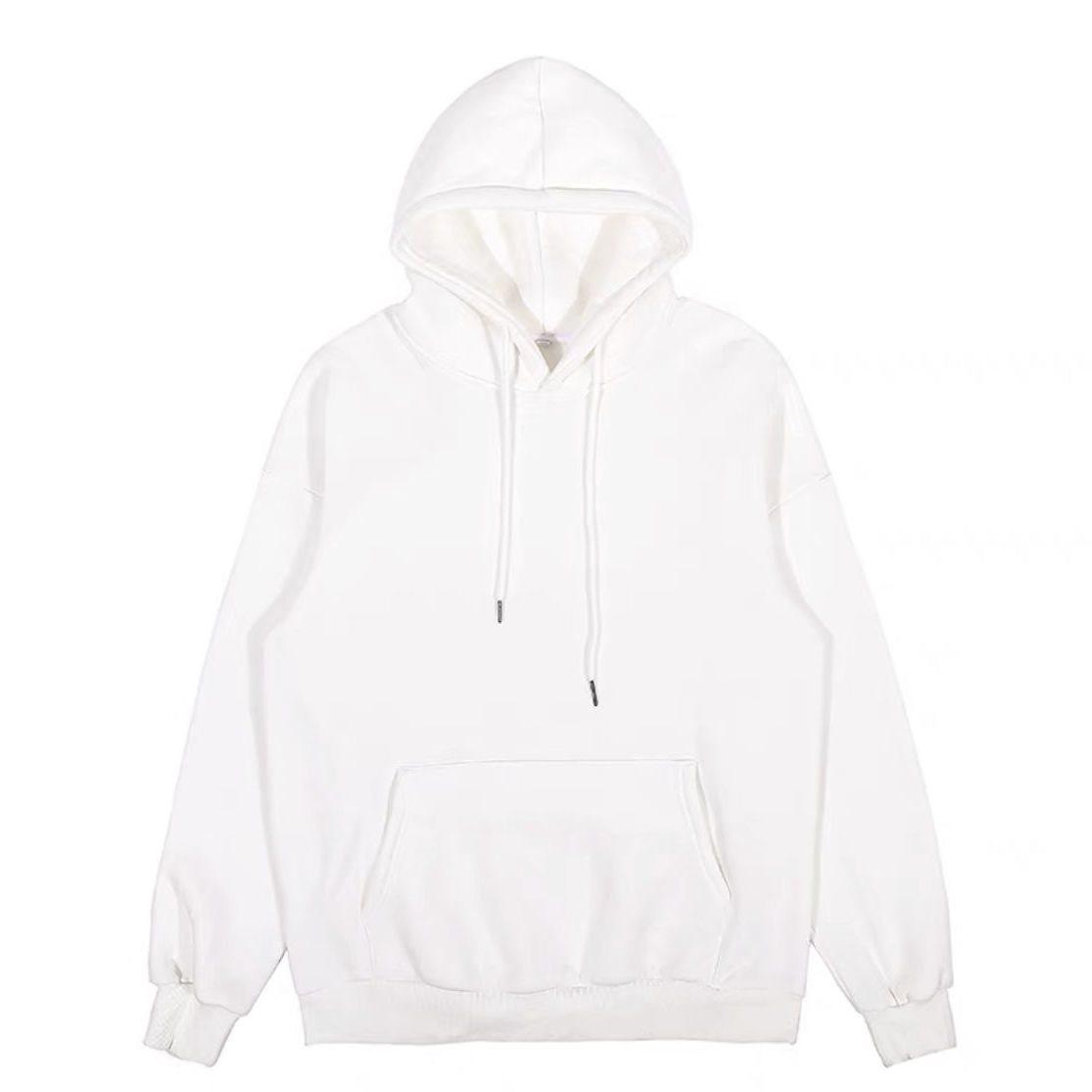 

Men s Korean Style Hooded Sweatshirt, Loose Fit, Plus Velvet, Autumn/Winter Jacket White Plain Hooded Regular