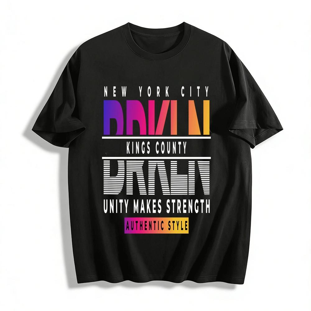 Gradient Letter Print Casual Top Trendy Street Style Loose T-Shirt Pure cotton T-shirt XXS