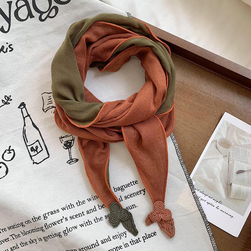 Silk scarf neck small square scarf new silk scarf women's retro pendant silk scarf two-color literary decoration versatile scarf shawl