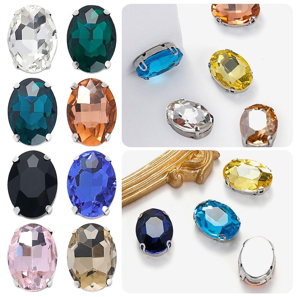 50Pcs/Pack With Silver Claw Glitter Sewing Rhinestones Sew On Diamond Beads Ornament  For Needlework