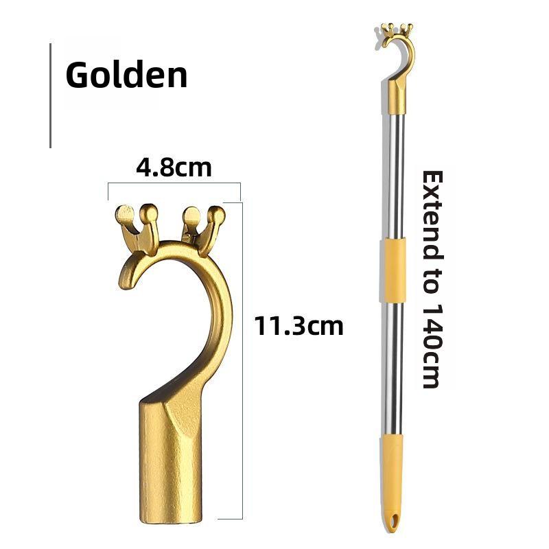 Portable Stainl Steel Retractable Clothes Drng Fork Rod Wardrobe Lage Stand Drip Stand Cact Storage Organizer