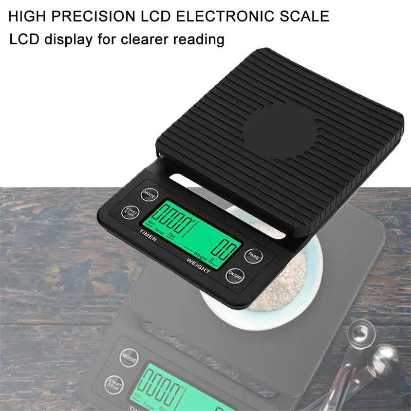 Household Electronic Precision LCD Digital Coffee Scale with Timer Kitchen Scale 5kg/0.1g Bar Scale Food Scale Baking Scale