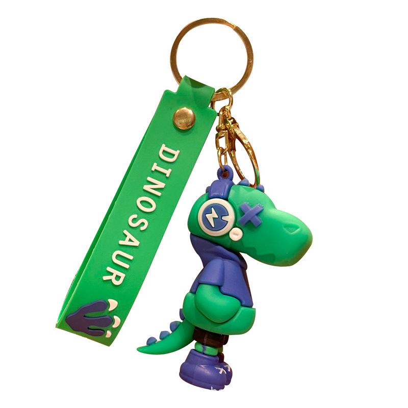 Dinosaur Lightning Music Keychain - Trendy Silicone Figurine Pendant: Cool Gift for Car or Bag Cool Electric Dinosaur - Pink
