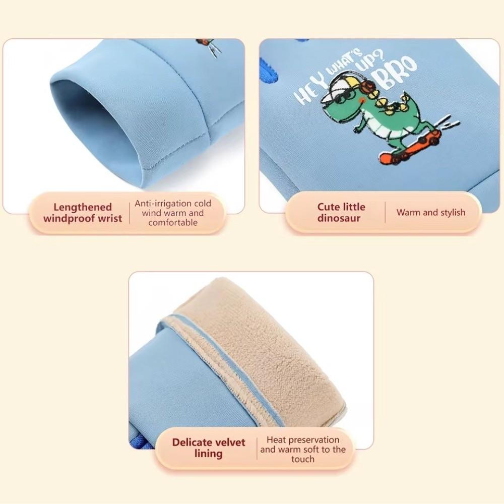 Windproof Children Cycling Gloves Cartoon Dinosaur Sports Skiing Gloves Cute Kids Warm Gloves