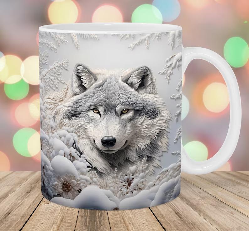 

3D Big Bad Wolf White Wolf Red Wolf Coyote Ceramic Coffee Mug Tea Cup Animal Mug A6