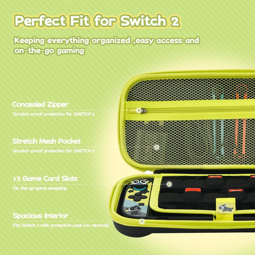 GeekShare Switch Compatible with Switch 2 and OLED HDMI and Other Large Capacity Full Holds 10 Game Birthday Gift Luo Black Case, Models, 2025,