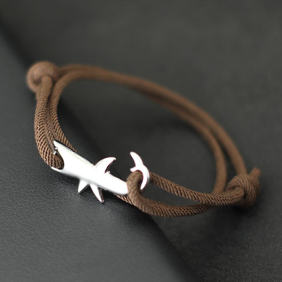 Simple Style Marine String Bracelet For Men Double Layer Sliding Adjustable Shark Braslet Surfing Nautical Rope Braclet Pulseria
