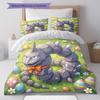 Cute Easter Egg Pattern Bedding Quilt Set Quilt Cover Pillowcase Home Decoration Birthday Gift (1 * Duvet Cover + 2 * Pillowcase, Without Core)
