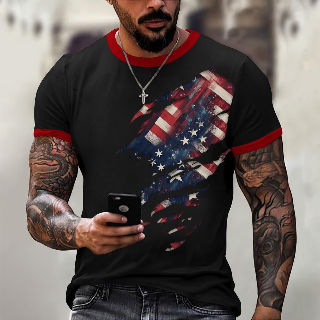 Summer Men's Popular T-shirt Printed Round Neck Short Sleeve T-shirt