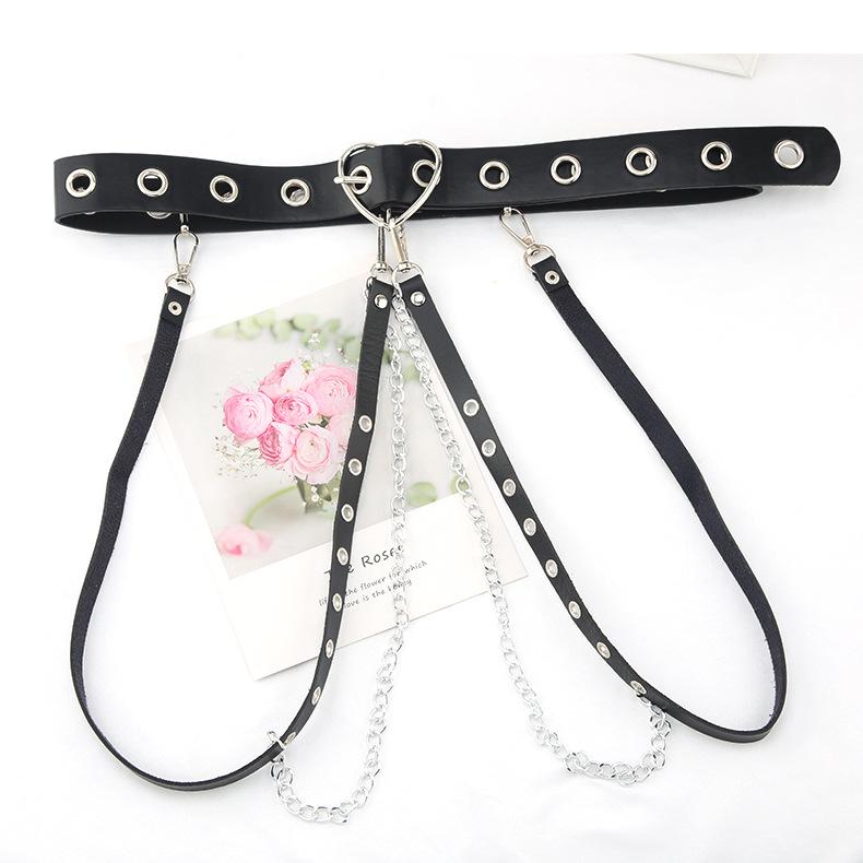 Harajuku Dark Girl Punk Goth Style Love Buckle Belt Decoration Jk Waist Chain Strap Cool