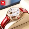OLEVS Women's Watches Elegant Luxury Rose Gold Original Automatic Mechanical Wristwatch for Lady Hollow Out Lover Movement New