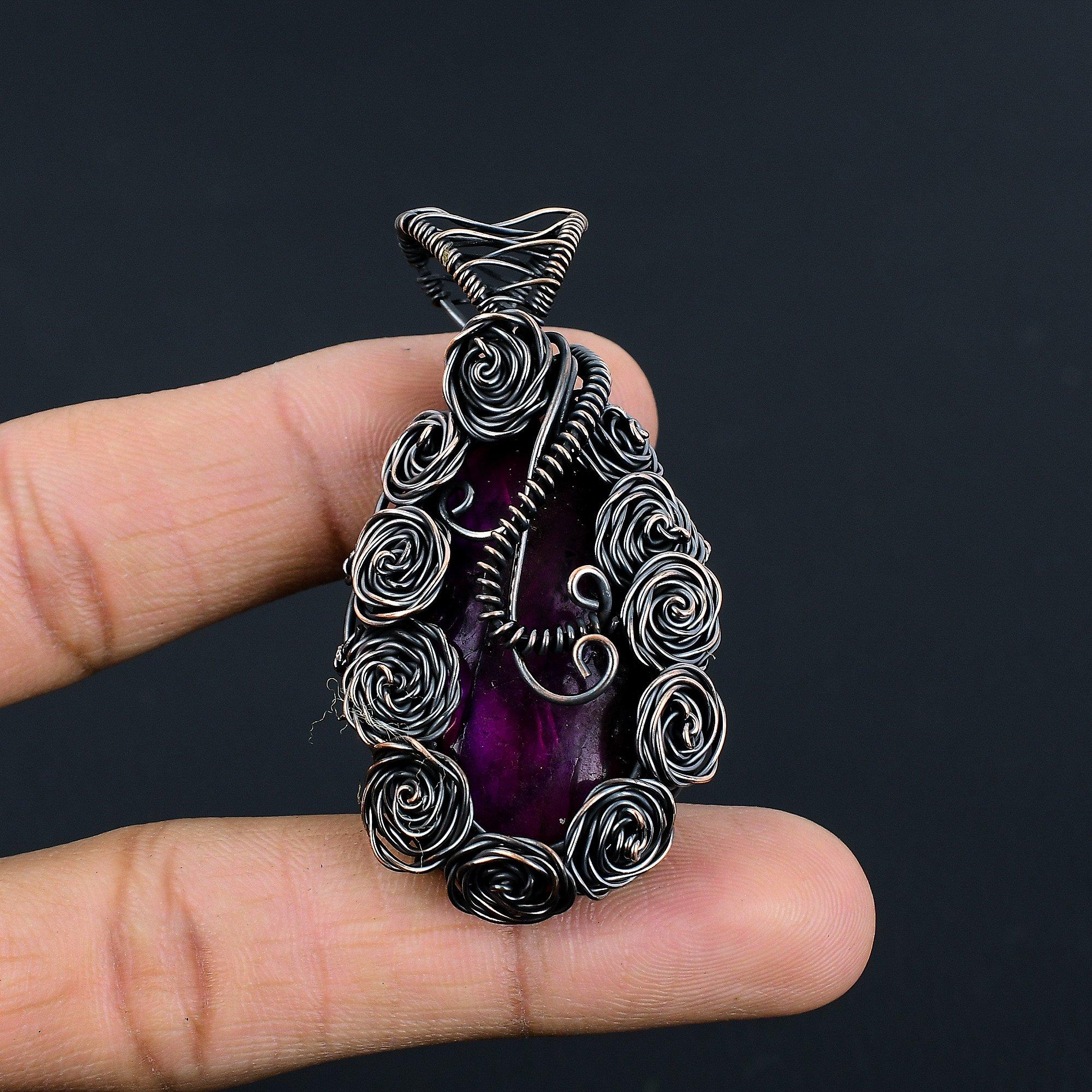 

Украшения из лабрадорита Pink Flash, обернутые медной проволокой 999 пробы, Ручная работа, Прекрасный кулон с драгоценным камнем для женщин 2.55 Inches