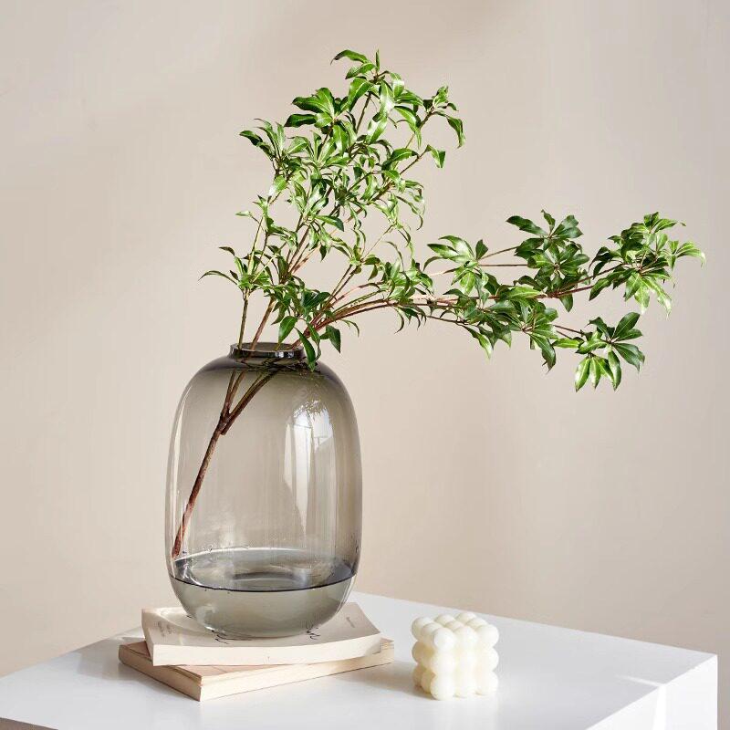 Elegant Acrylic Glass Vase for Fresh Flower Arrangements - Hydroponic Campanula, Willow Bark, and Horse Chestnut Display for Living Rooms