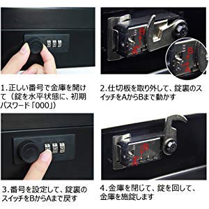 Jssmst Handheld Safe with Dial Operation, Accounting Coin Case with Three Spring Clips, Organizes Banknotes, Metal, 30x24x8.8cm (Black Dial)